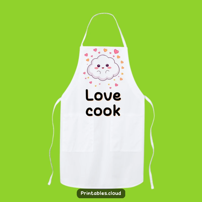 Funny Heart Rain Cloud Apron: Cheerful Chef Character, Heart Showers, Gift for Cooks