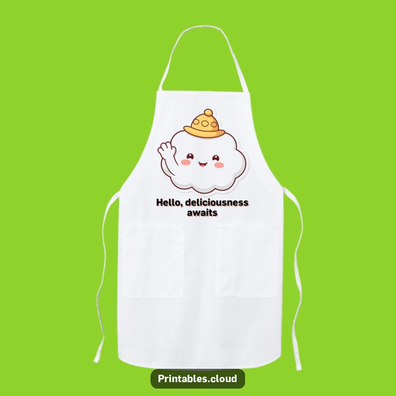 Funny Kitchen Cloud Apron - Waving Hat Character Gift for Friendly Cooks