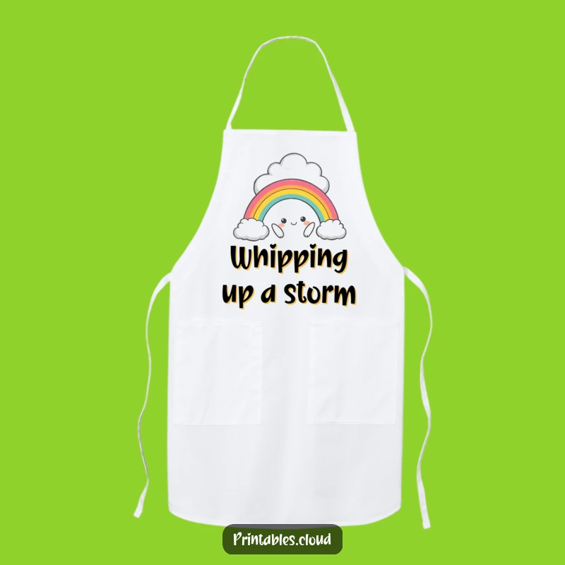 Funny Mischievous Cloud Rainbow Apron, Chef's Humorous Kitchen Companion