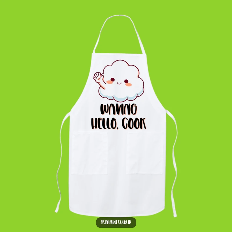 Funny Waving Cloud Apron: Cook with a Cheerful Welcome