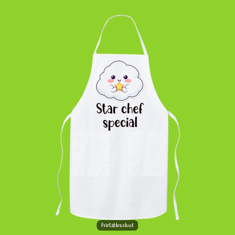 Funny Smiling Cloud Star Apron - Cook Up Some Magic!