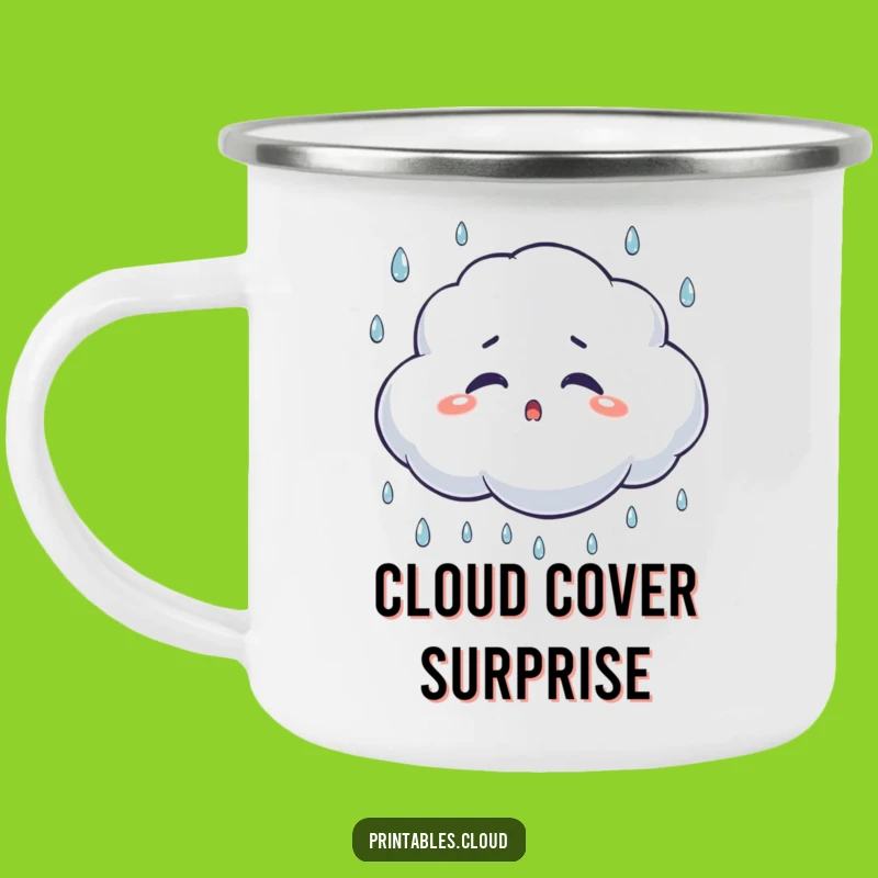 Funny Surprised Cloud Camping Mug: Adventure with a Laugh