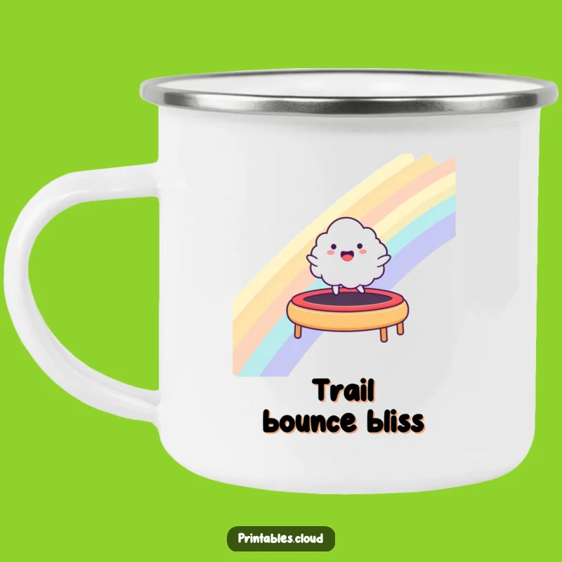 Durable Funny Happy Cloud Rainbow Trampoline Camping Mug - Adventure Ready Fun