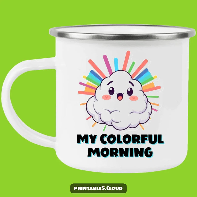 Funny Surprised Cloud Rainbow Camping Mug - Outdoor Color Surprise