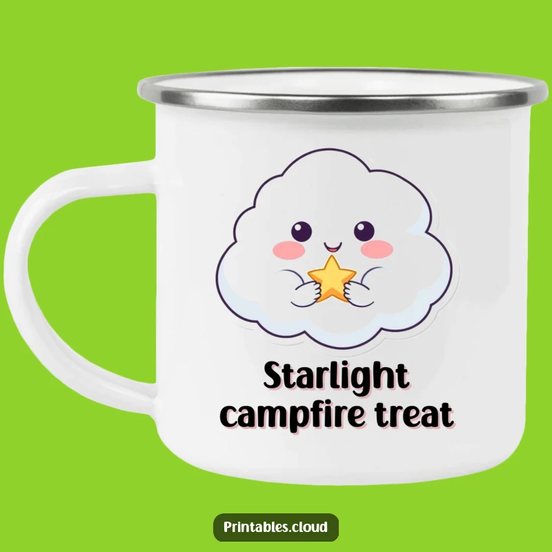 Durable Funny Smiling Cloud Star Camping Mug - Adventure Ready Magic