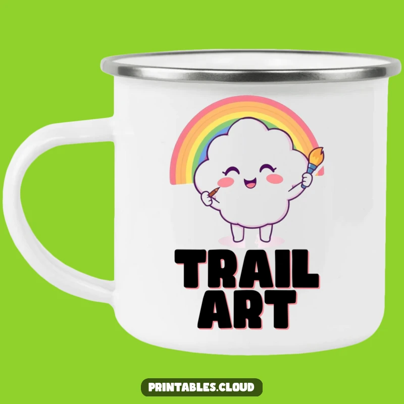 Funny Cloud Rainbow Painting Camping Mug: Colorful Campfire Companion, Gift