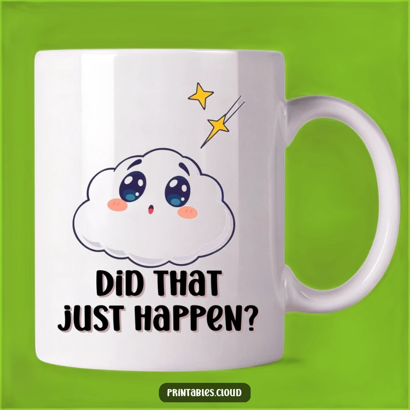 Funny Surprised Cloud Mug - Wide-Eyed Wonder for a Quirky Gift