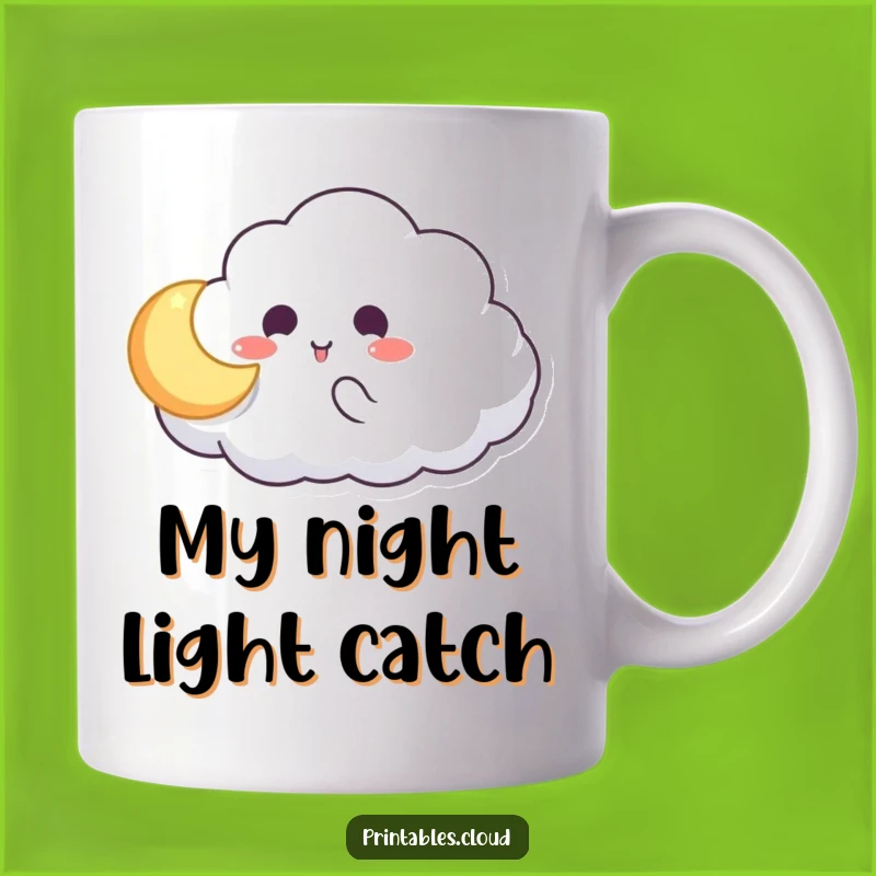 Funny Cloud Moon Catch Mug: Whimsical Celestial Fun, Perfect Gift for Dreamers