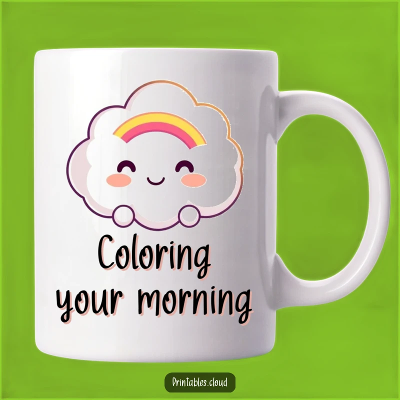 Funny Happy Cloud Rainbow Mug: Offering Hope & Joy, Perfect Funny Gift