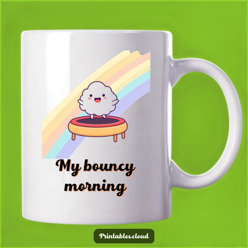 Funny Happy Cloud Rainbow Trampoline Mug - Joyful Gift for All!