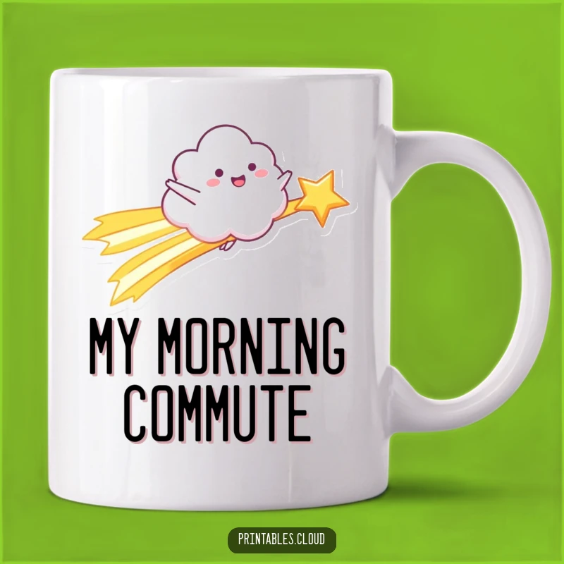 Funny Shooting Star Cloud Mug: Happy Rider for Cosmic Mornings