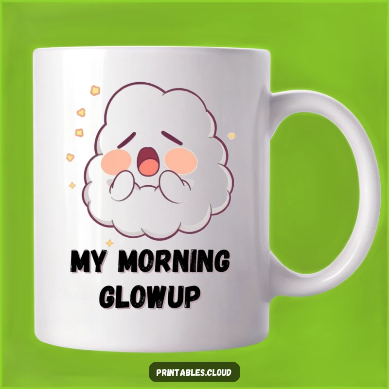 Funny Sleepy Cloud Mug: Adorable Yawning Character Releasing Glowing Dust, Perfect Gift