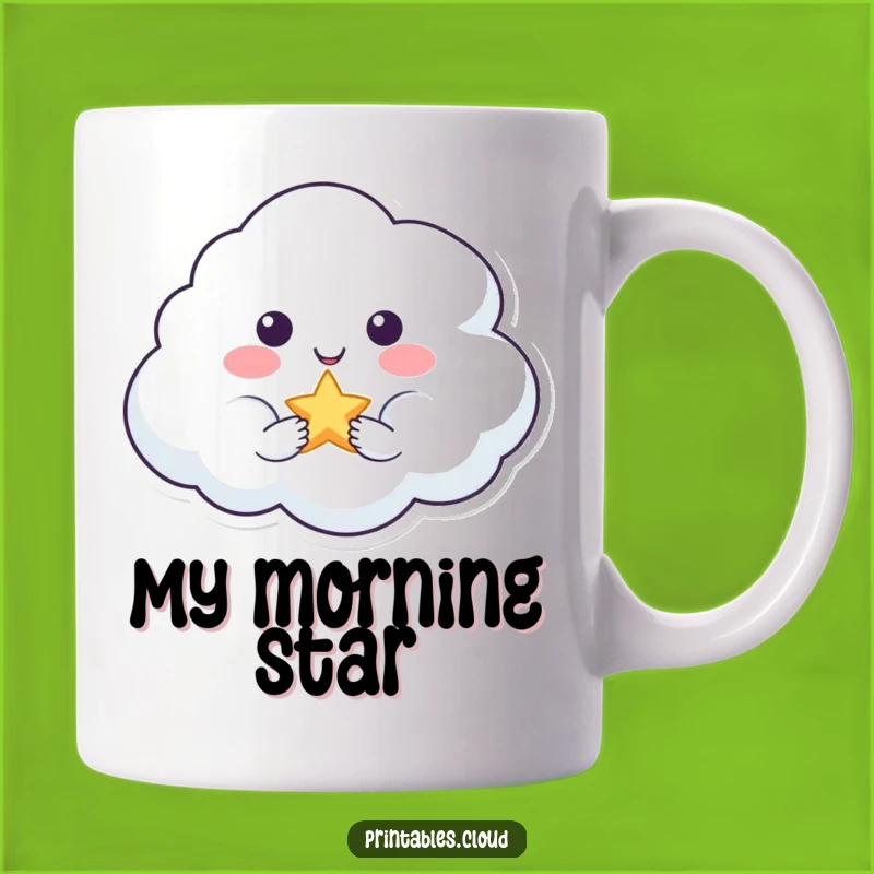 Funny Smiling Cloud Star Mug - Gift of Joy and Sparkle!
