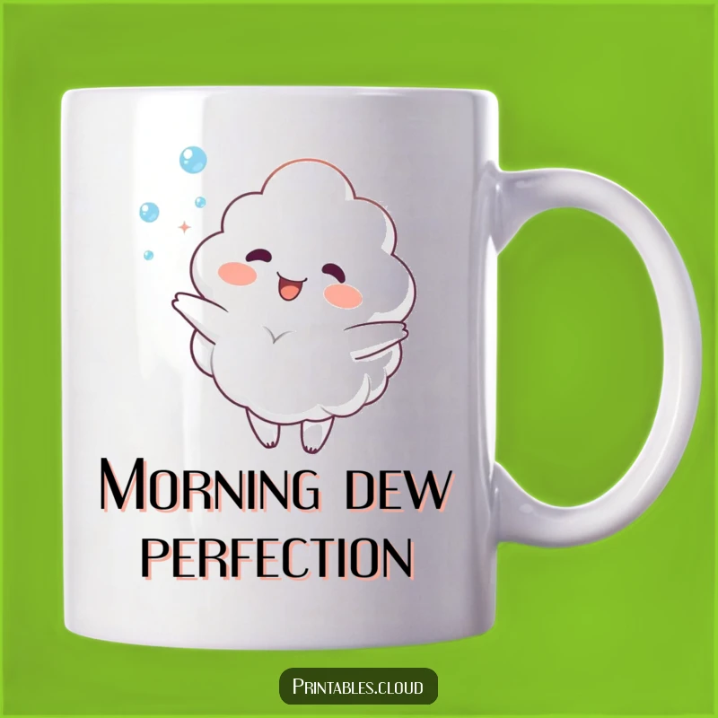 Funny Cloud Dewdrop Juggling Mug - Delighted Character Morning Gift