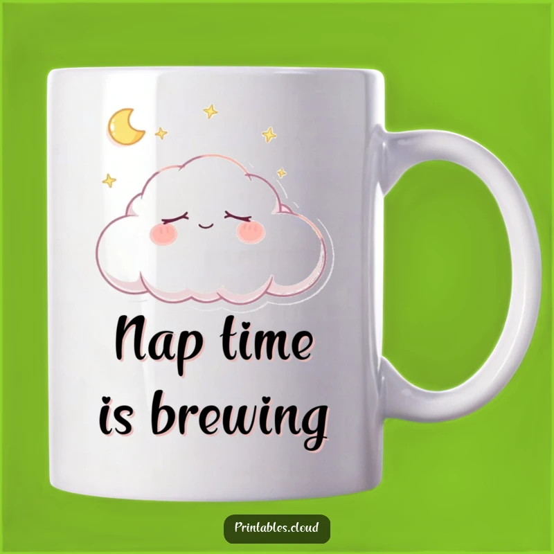 Funny Dreaming Cloud Mug - Snoozing Character Gentle Smile Gift