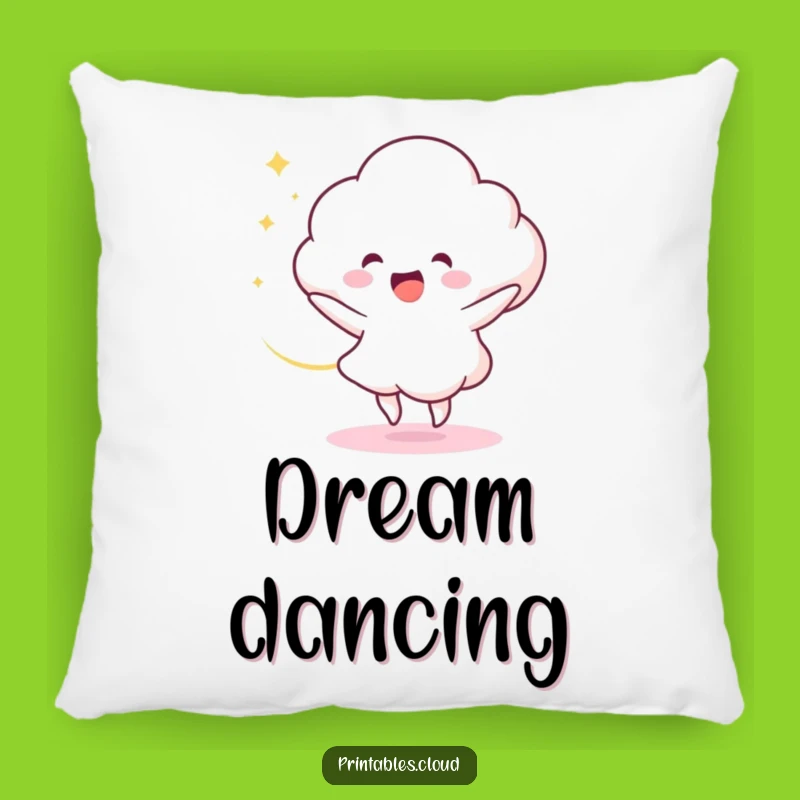 Funny Cloud Dancer Pillow: Delighted Character, Light Swirl Comfort, Cozy Gift