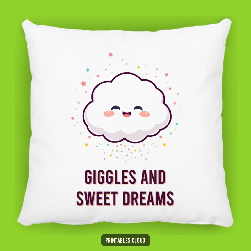 Funny Cloud Pillow - Giggling Confetti Character Comfort Gift for Festive Decor