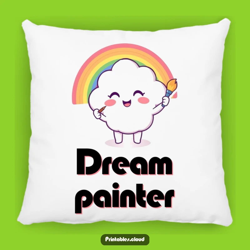 Funny Cloud Rainbow Painting Pillow: Cozy Color Comfort, Perfect Funny Accent