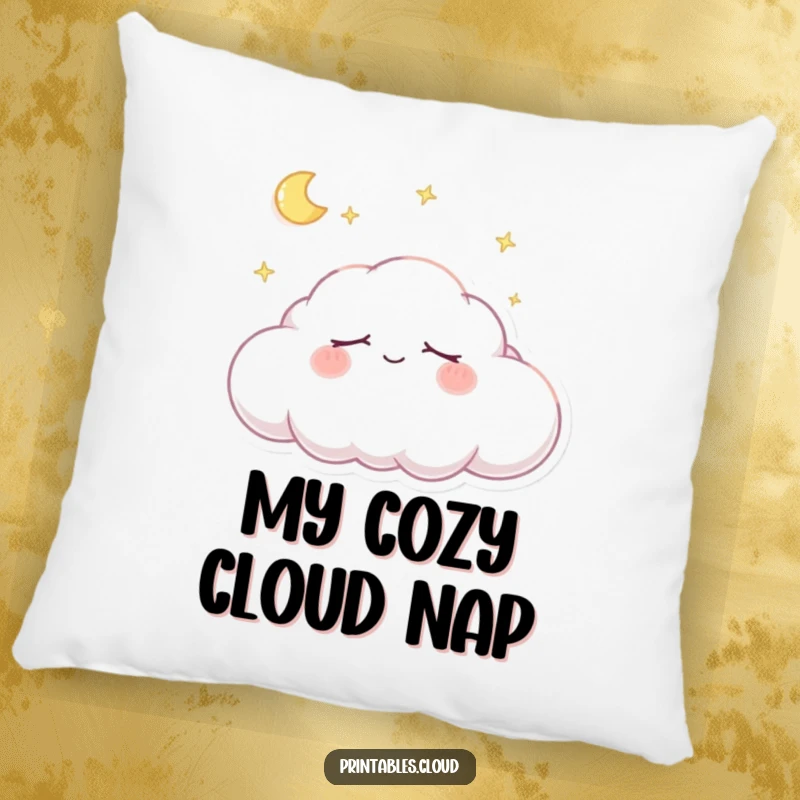 Funny Pillow: Soft and plush pillow featuring a dreaming cloud character snoozing with a gentle smile, providing comfort and peaceful dreams.