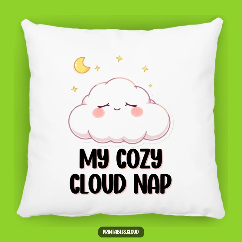 Cozy Funny Dreaming Cloud Pillow - Sleepy Character Comfort Gift