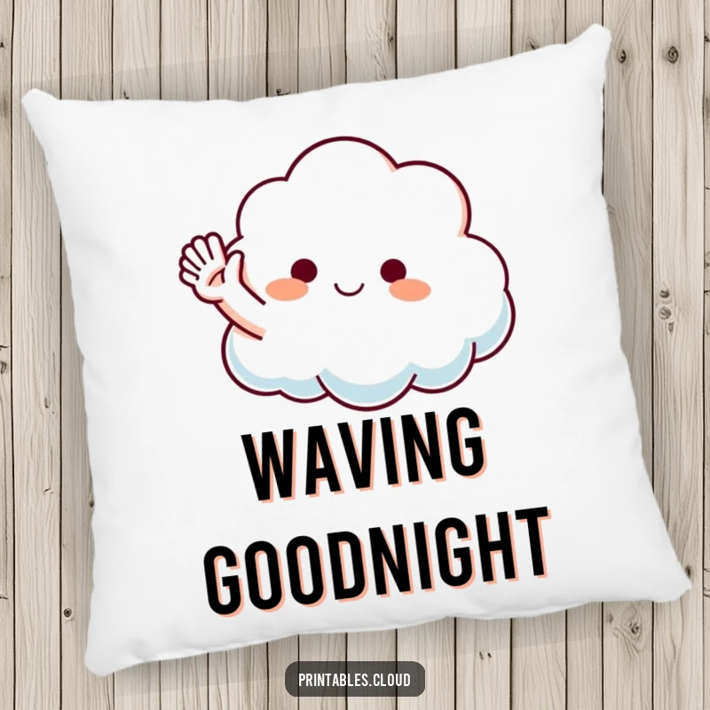 Funny Waving Cloud Pillow featuring a fluffy cloud character with a playful arm waving hello, offering soft comfort and friendly humor.