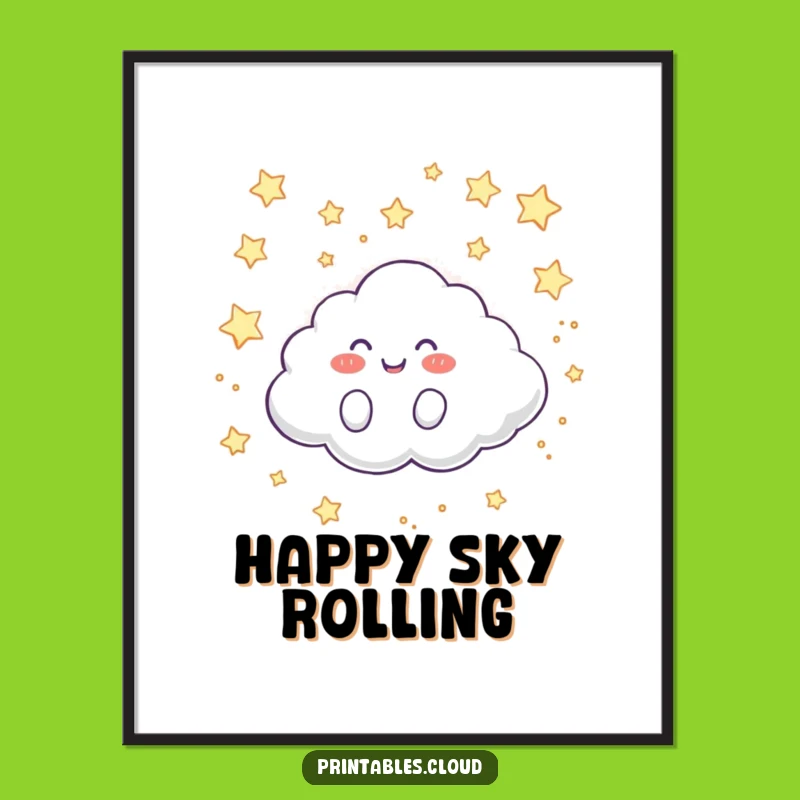 Funny Cloud Digital Art: Sky Roller Print, Instant Funny Gift!