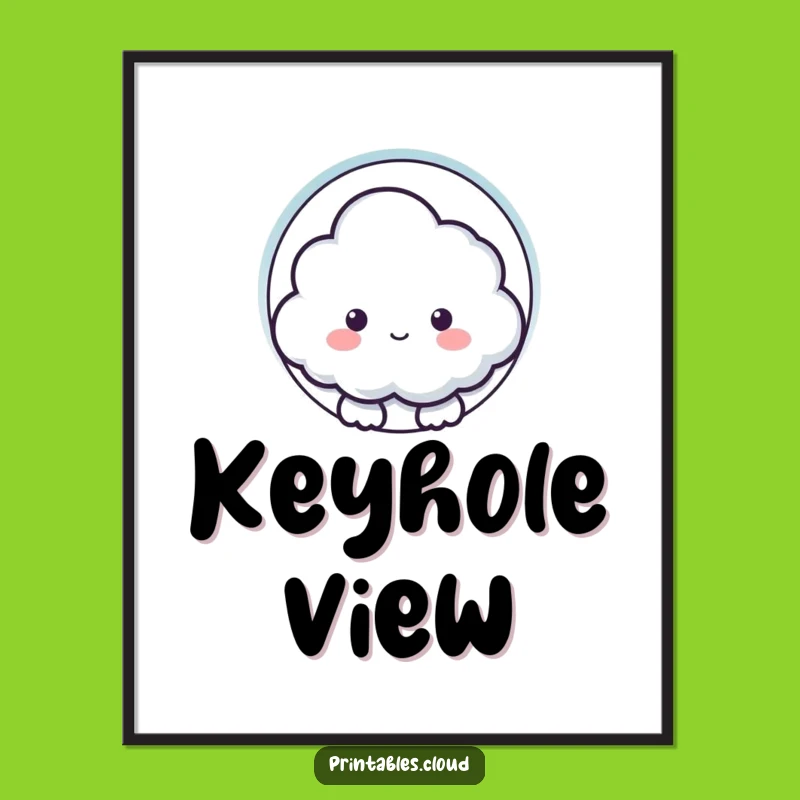 Funny Cloud Keyhole Digital Art: Instant Celestial Curiosity for Your Walls