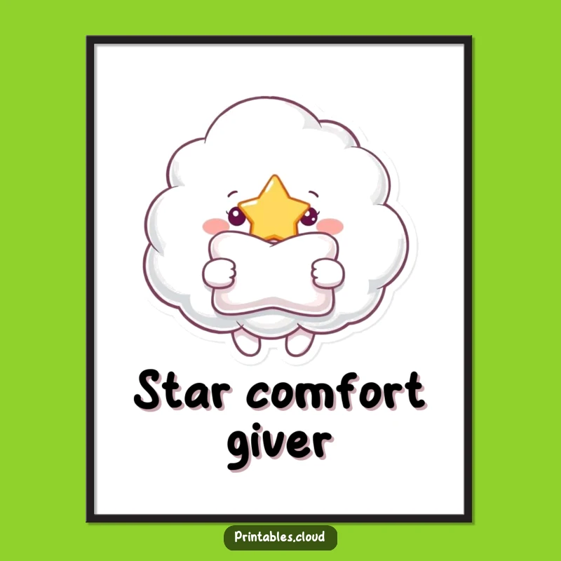 Funny Cloud Star Comfort Digital Print - Instant Heartwarming Wall Art