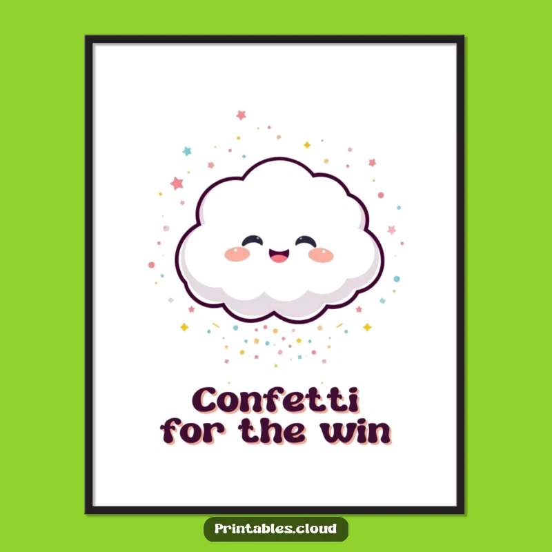 Funny Giggling Cloud Confetti Digital Art - Joyful Character Print Gift