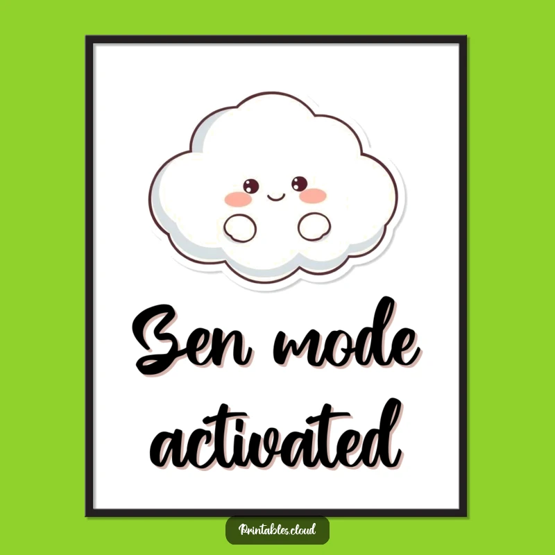 Funny Lazy Cloud Digital Art: Instant Humor for Your Walls