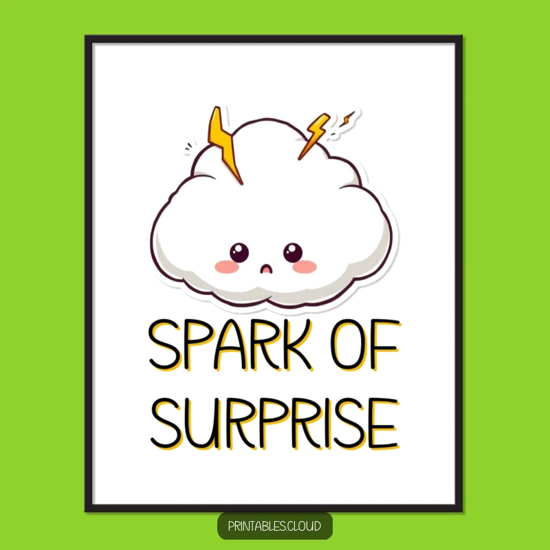 Funny Surprised Cloud Digital Art: Instant Download of Shocking Surprise and Whimsy