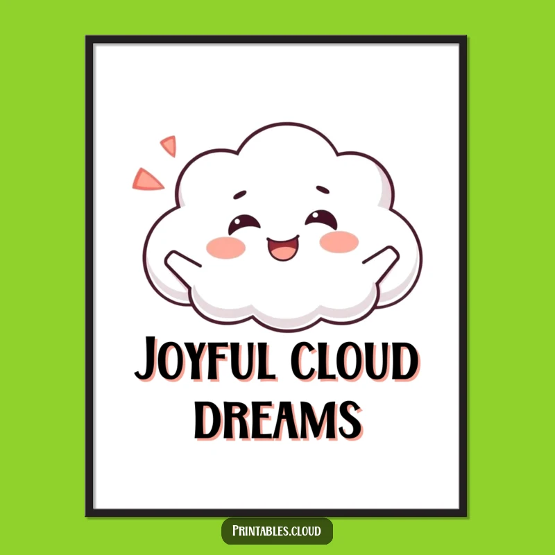 Funny Happy Cloud Pose Digital Print - Instant Serene Wall Art
