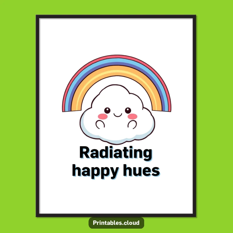 Funny Happy Cloud Digital Art: Rainbow Joy For Your Walls