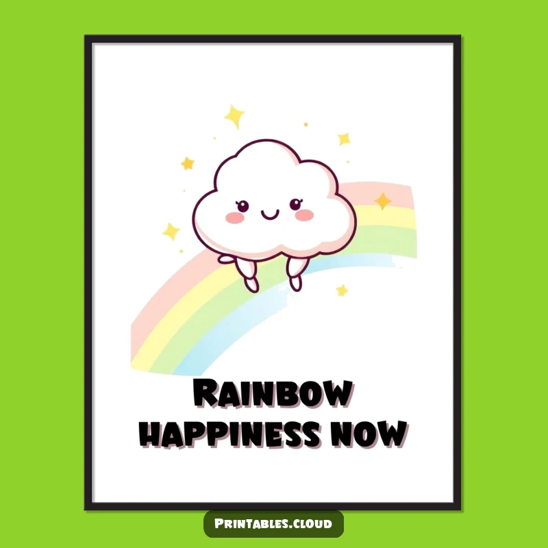 Joyful Funny Cloud Rainbow Digital Art: Instant Cheerful Decor Gift