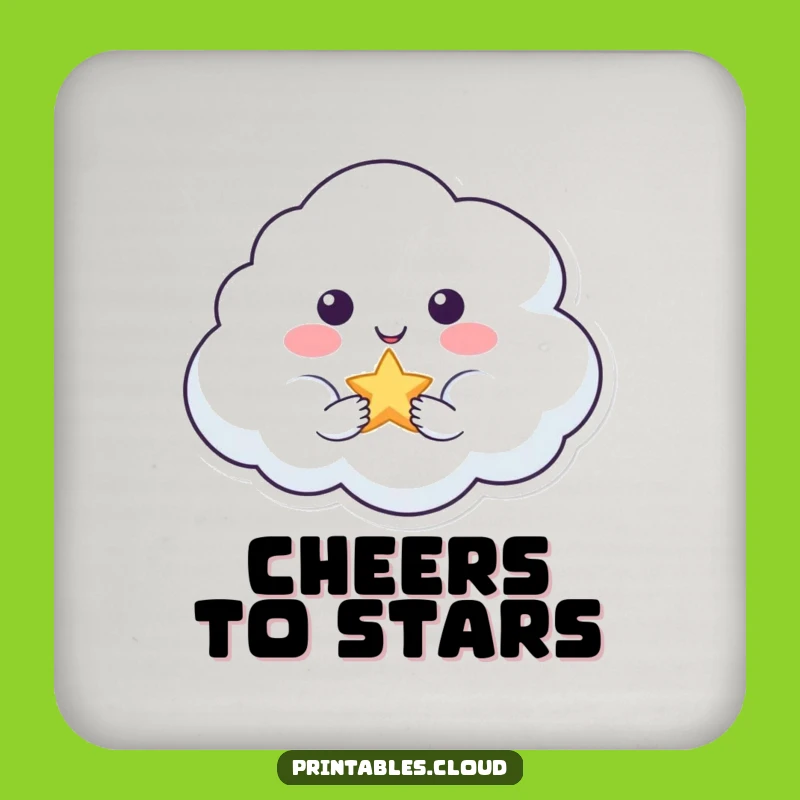 Funny Smiling Cloud Star Coasters - Protect Surfaces with Magic