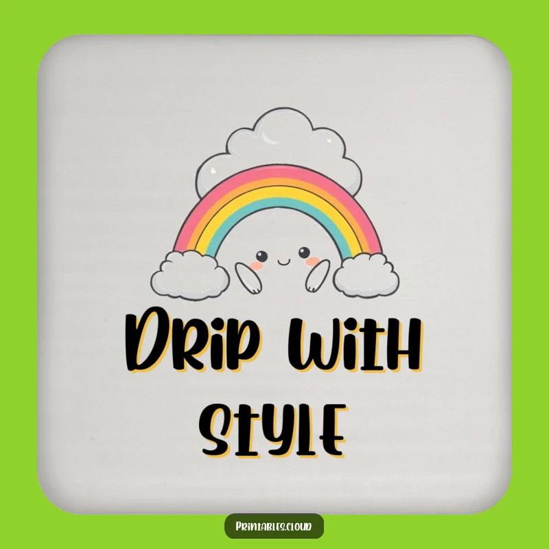 Funny Mischievous Cloud Rainbow Coaster, Protect Surfaces with Humor