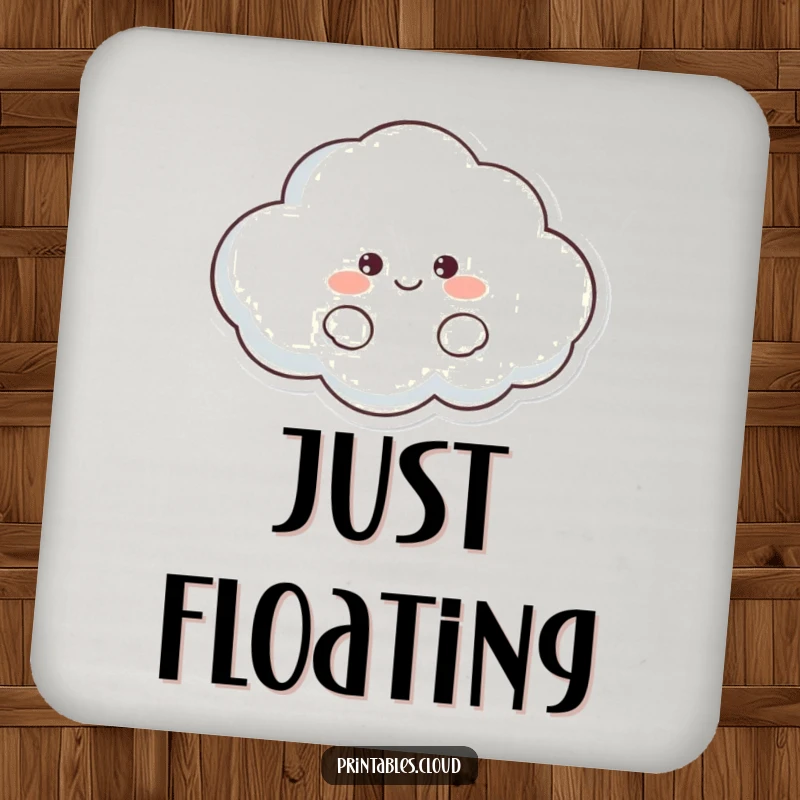 Funny Cloud Coasters featuring a lazy, smiling cloud character, protecting surfaces with a humorous and relaxed touch for your home.