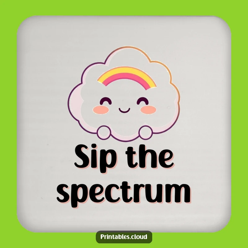 Funny Rainbow Cloud Coaster: Smiling Cloud for Tables, Gift