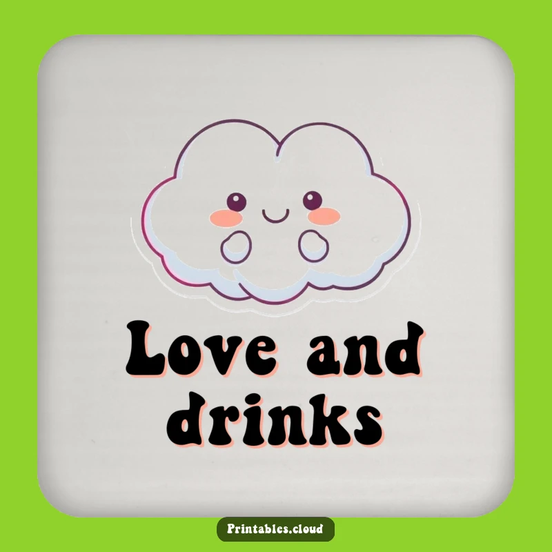 Funny Sweetheart Coaster - Happy Heart Cloud, Humorous Table Protection Gift