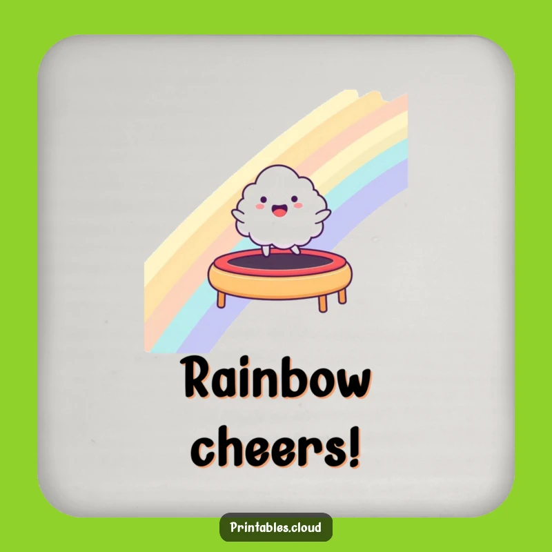 Funny Happy Cloud Rainbow Trampoline Coasters - Protect Surfaces with Fun!