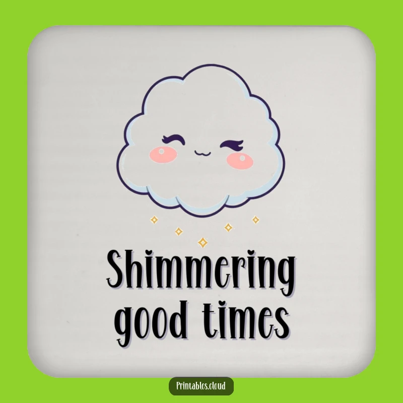 Funny Sparkle Cloud Coaster: Mischievous Wink for Tables, Gift