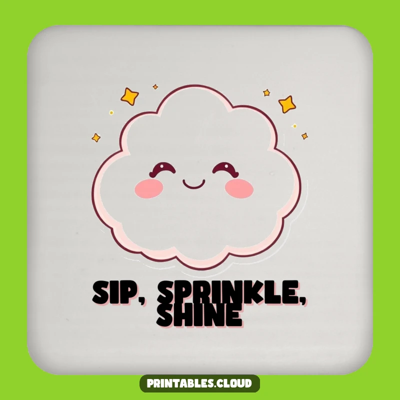 Funny Happy Cloud Drink Coaster: Giggling Star Sprinkle Protection Gift
