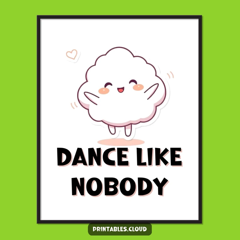 Funny Cloud Dance Party Poster - Breezy Character Art, Whimsical Humorous Gift for Decor