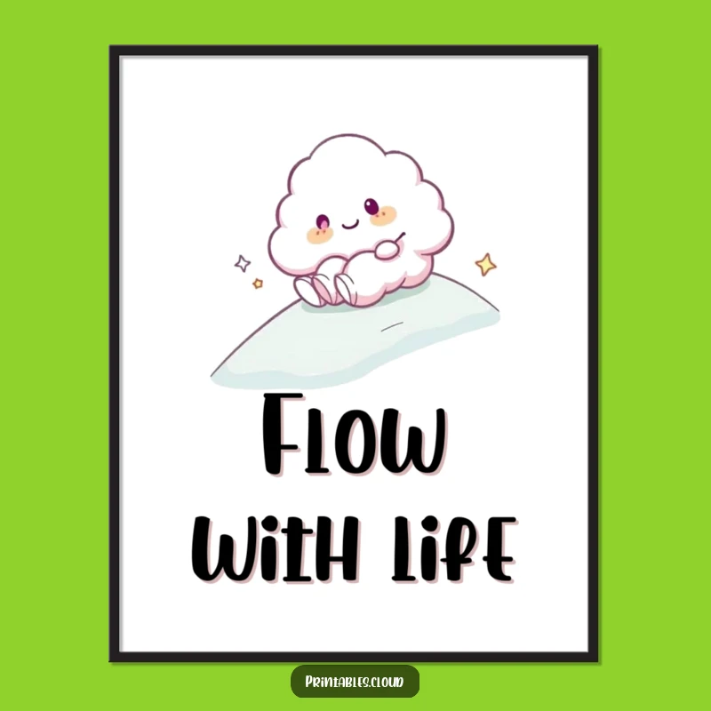 Funny Cloud Sliding Poster: Adventure Art for Joyful Spaces