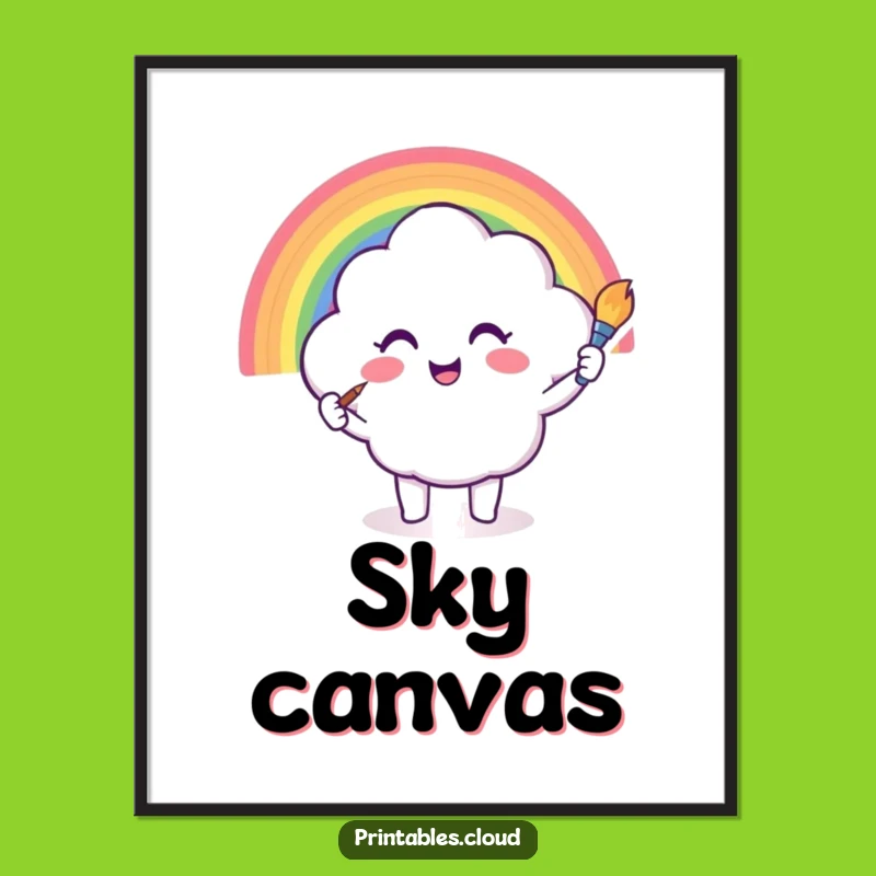 Funny Cloud Rainbow Painting Poster: Vibrant Wall Art, Perfect Funny Decor