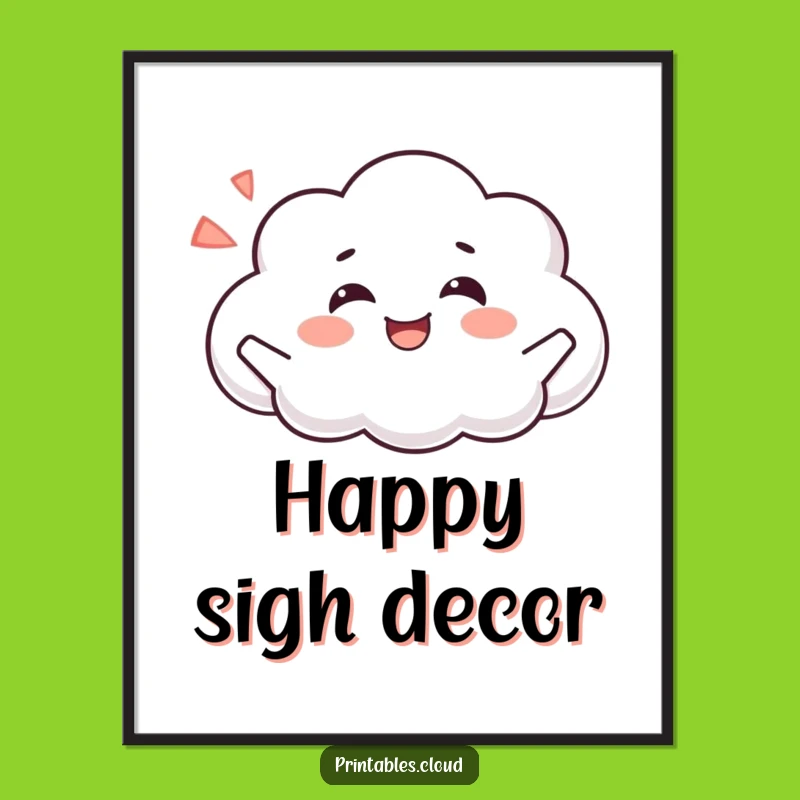 Funny Happy Cloud Pose Poster - Serene Wall Art for Peaceful Spaces