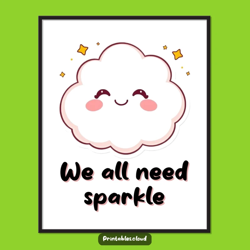 Funny Happy Cloud Poster: Giggling Star Sprinkle Wall Art Gift