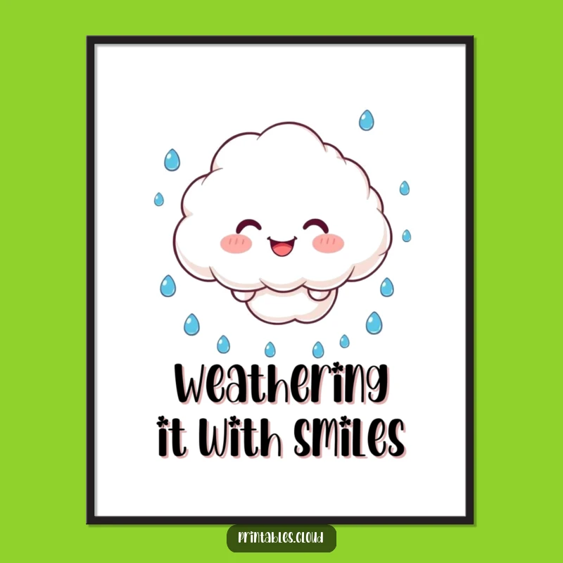 Funny Juggling Cloud Poster: Happy Character Art for Whimsical Decor
