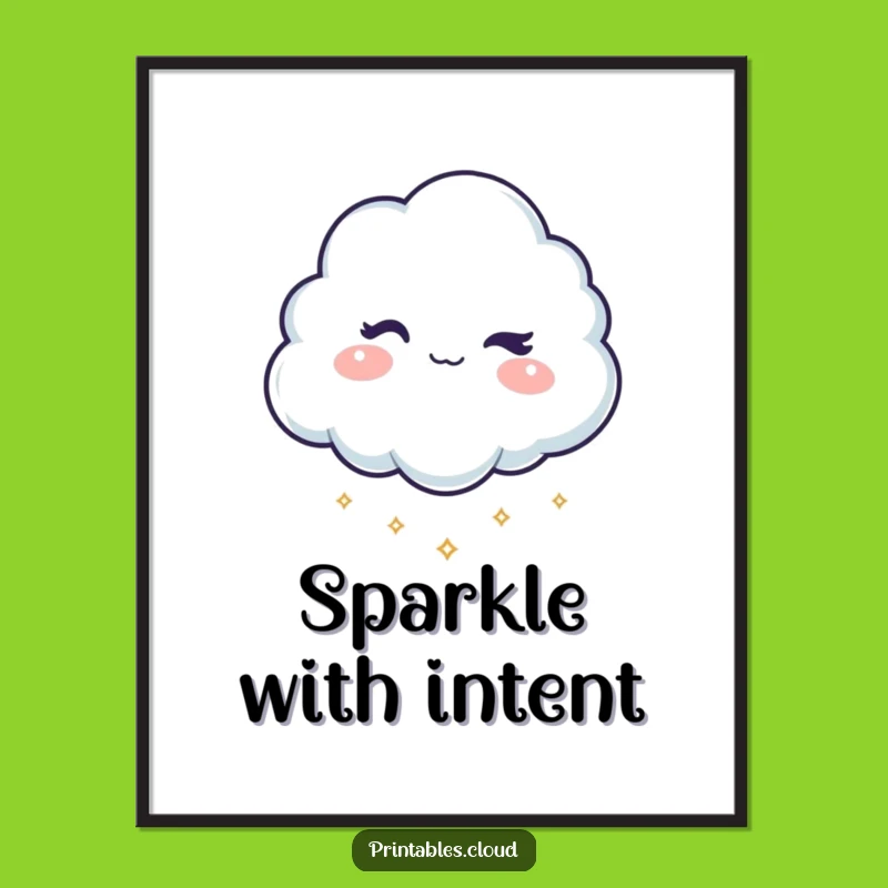 Funny Mischief Cloud Poster: Dropping Sparkles with a Wink, Whimsical Wall Art
