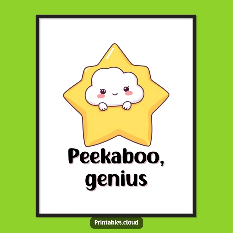 Funny Shy Cloud Poster - Adorable Peeking Art for Your Wall